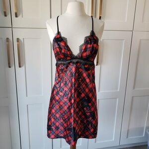 Victorias Secret Chemise Plaid Slip Lingerie